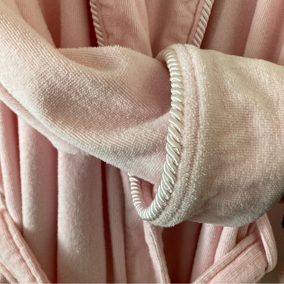 CASUAL ELEMENT WOMENS TERRY BATHROBE, SZ-LG, PINK, HEAVY & LONG, CORDED TRIM - Picture 3 of 4